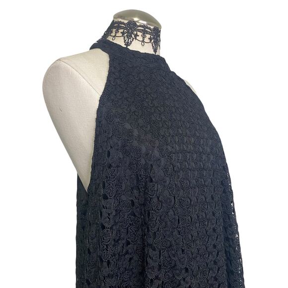 Vintage 90s y2k Halter Lacy Super Flowy Gothic Boho Whimsygoth Mini Dress - Picture 4 of 13